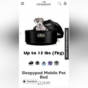 Sleepy Pod Sleepypod Mobile Pet Bed BLACK